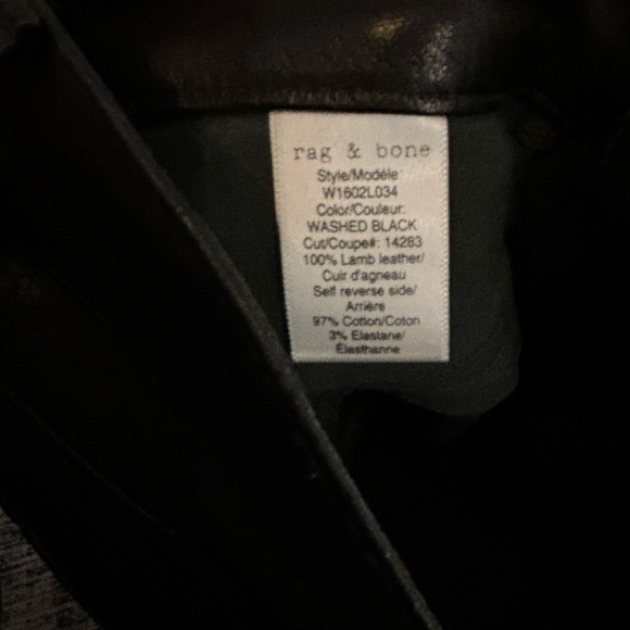 Rag & Bone | The‎ Leather Skinny Washed Black Sz 24 W1602L034 - Picture 4 of 7